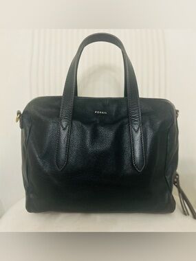 Fossil Black Pebbled Leather Satchel